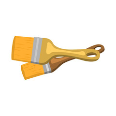 two paint brushes in flat style vector drawing