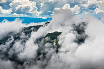 Clouds, mist, cover the mountain peaks, tropical rainforests, Thailand