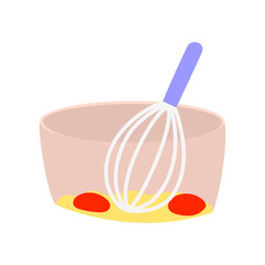Whiskers for mixing and stirring eggs or dough, illustration in flat design