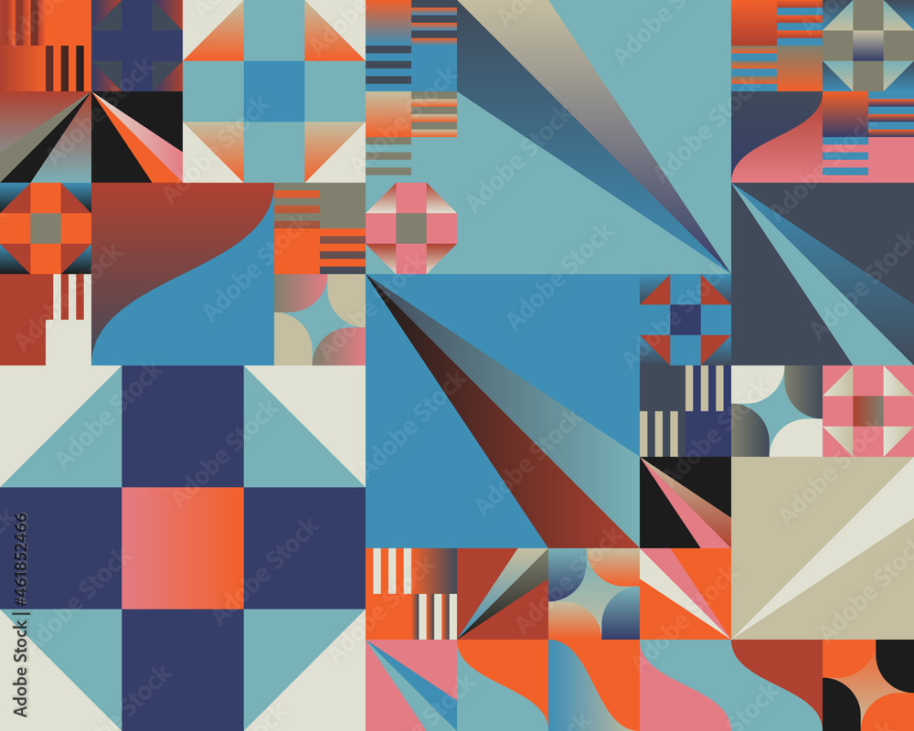 Poster generative design artwork of abstract vector generated shapes composition
