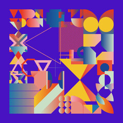 Generative Design Artwork of Abstract Vector Generated Shapes Composition