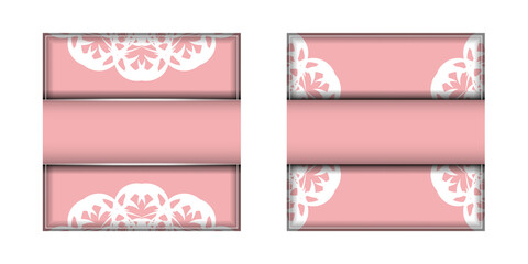 Fototapeta premium Template Congratulatory Brochure in pink color with an abstract white ornament for your congratulations.