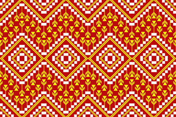 Geometric ethnic pattern traditional Design for background,carpet,wallpaper,clothing,wrapping,Batik,fabric,sarong,Vector illustration embroidery style.