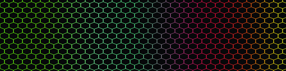 Colored wallpaper and black hexagons vector design