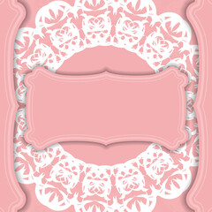 Pink banner with luxurious white ornament for design under your text