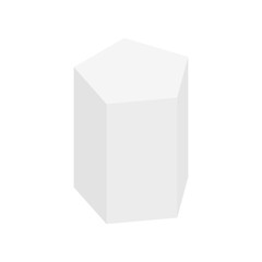 White pentagonal prism isometric  shape. Geometric 3D symbol. Vector isolated on white