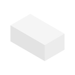 White cuboid isometric shape. Geometric 3D symbol. Vector isolated on white
