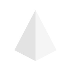 White square pyramid isometric shape. Geometric 3D symbol. Vector isolated on white