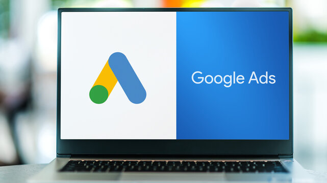 Laptop Computer Displaying Logo Of Google Ads