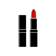 Lipstick, black icon. Isolated on white background vector illustration