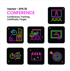 set of icons for a conference, training