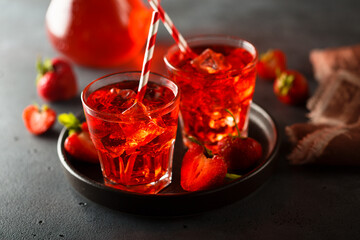 Refreshing strawberry drink served for two