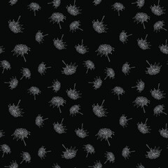 White flowers on a black background. Vector seamless pattern