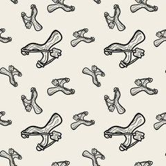 Drawn slingshots. Vector two-tone seamless pattern