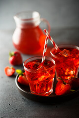 Refreshing strawberry drink served for two