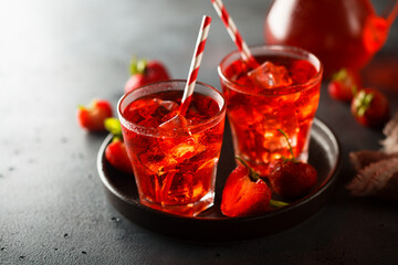 Refreshing strawberry drink served for two