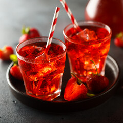 Refreshing strawberry drink served for two