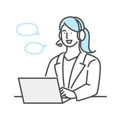 通話対応するカスタマーサポートの女性