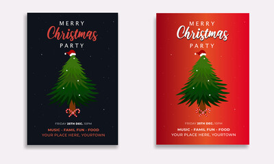 Merry Christmas party flyer. Merry Christmas holiday greeting banner and card template. Christmas party night flyer template banner