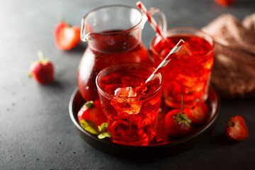 Refreshing strawberry drink served for two