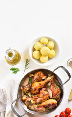 Chicken drumsticks baked with apples