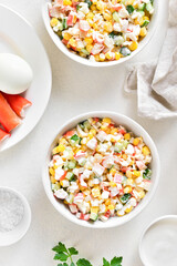 Russian style imitation crab salad