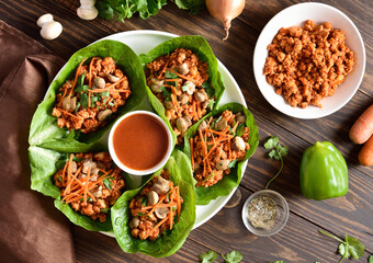 Asian minced meat lettuce wraps