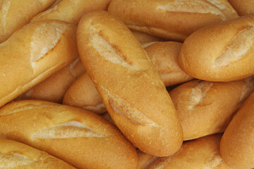 Fresh wheat bread buns close-up