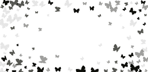 Romantic black butterflies abstract vector background. Summer funny moths. Fancy butterflies abstract children wallpaper. Sensitive wings insects graphic design. Fragile beings.