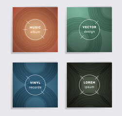 Abstract vinyl records music album covers set.