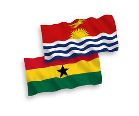 Flags of Republic of Kiribati and Ghana on a white background