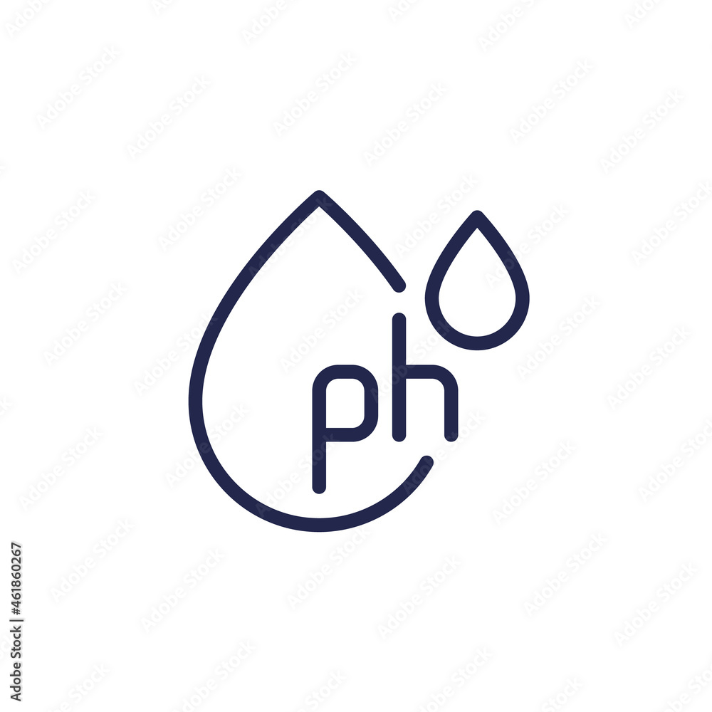 Poster ph line icon with water drops