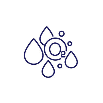 oxygen molecule and water drops outline clip art preview