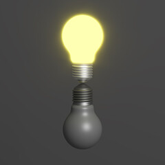 light bulbs with their own southern reflection. 3D scene