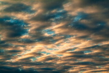Blue sky covered by suggestive and colorful clouds