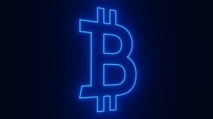 Bitcoin symbol as neon sign, 3D rendering