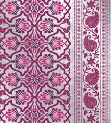wedding card design, traditional paisley floral pattern , royal India	