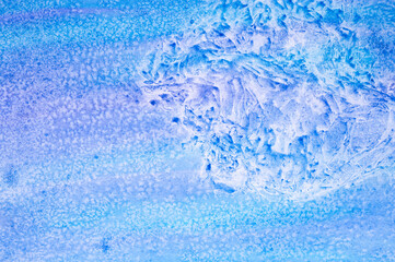 watercolor blue abstract art handmade diy painting on textured paper background. watercolour backdrop. painted frosty ice cold surface with broken lines and spots