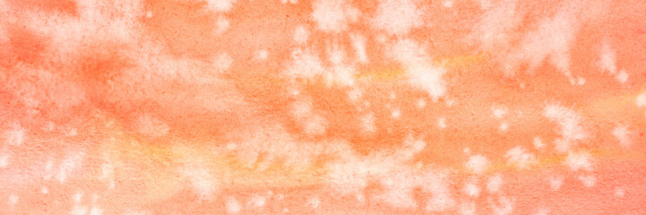 red watercolor with white spots. painted textured paper with watercolor paints of different orange color. background or backdrop of abstract art handmade diy painting