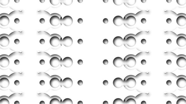 White futuristic op art animated footage with optical illusion. Circles. 3D animated pattern. 4K. Seamless looping animation footage. Psychedelic hypnotic endless transformation.