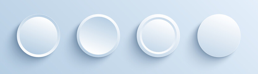 Buttons white and gray, 3D interesting navigation panel for website, editable vector illustration.