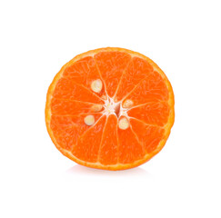 tangerine or mandarin fruit with leaves isolated on white background