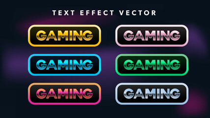 6 different Gradient Gaming Text Effect for Gamers. Vector Illustration