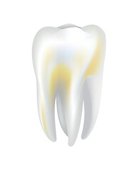 Illnessed human tooth. Dental medical icon. Need dental care for stained teeth or tooth caries. Oral teeth restoration