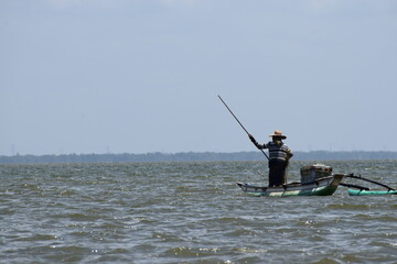 Fishing culture in rural river 