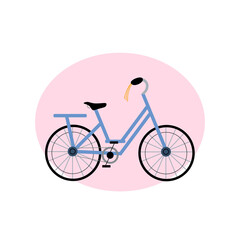 Bicycle isolated illustration. Bicycle flat icon on white background. Bicycle clipart.