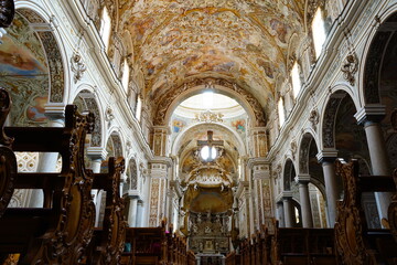 Fototapeta premium Santissimo Salvatore cathedral inside view in Mazara del Vallo, Trapani, Sicily, Italy