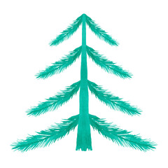 Watercolor illustration hand painted fir tree, pine, green spruce isolated on white. Forest art for Christmas, New Year. Winter element for design postcard, poster, packaging paper, fabric material