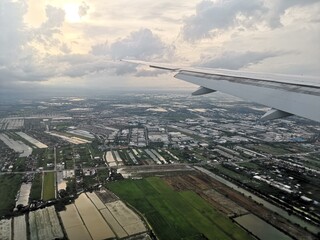 An aerial view of agriculture area near to Suvarnabhumi airport, Bangkok Thailand