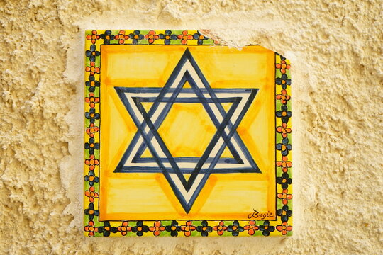 Jewish symbol painted on majolica on the wall